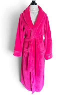 Victoria's Secret Cozy Plush Robe Vibrant Hot Pink Color Matching Fabric Belt XL